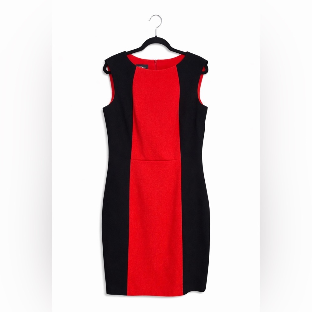 Alyx Limited Colorblock Sheath Dress 12 Red Black Flattering Career